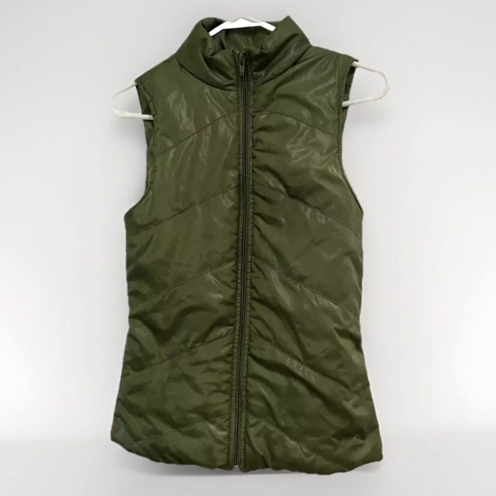 Women's Small Dark Olive Green Puffer Vest Self-Esteem
